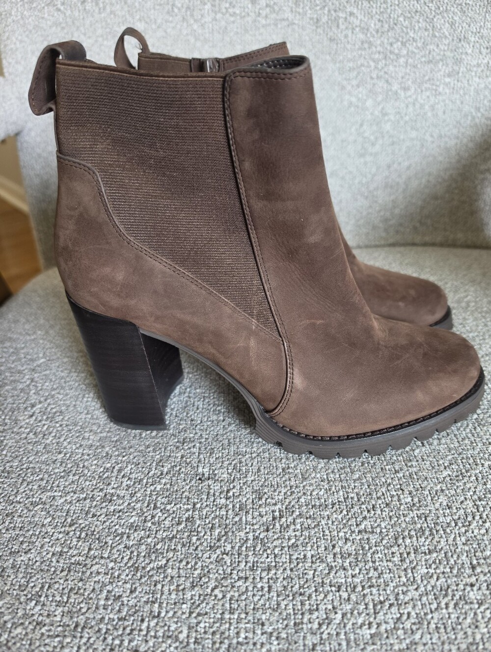 Gibson Latimer Block Heeled Leather Booties Ankle Boots Brown Sz 10